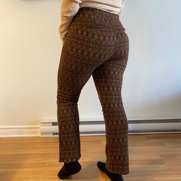 Free People Bohemian Knit Straight Leg Vintage Pattern Pull On Pants - Picture 3 of 16